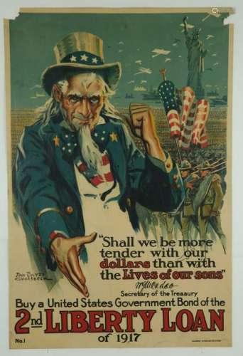 Uncle Sam. Buy a U.S. Government Bond. WWI Poster.