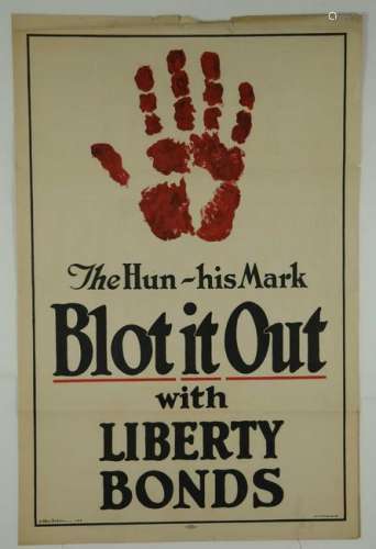 The Hun - His Mark Blot it Out. WWI Poster.