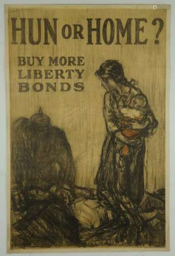 Hun or Home? Buy More Liberty Bonds. WWI Poster.