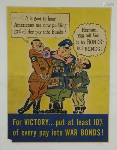 Put 10% of Pay Into War Bonds. WWII Poster.