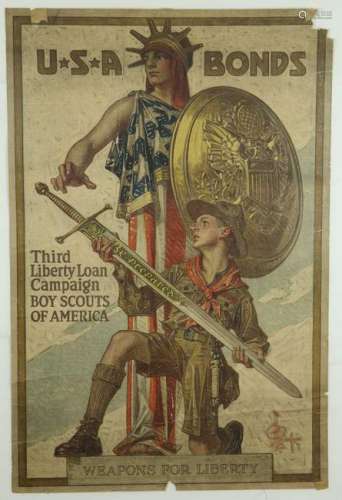 J.C. Leyendecker. Boy Scout Bonds. WWI Poster.