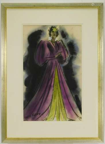 Jaro Fabry Elegant Lady Model Watercolor Painting