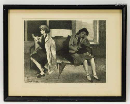 Raphael Soyer Portrait of Two Women Etching