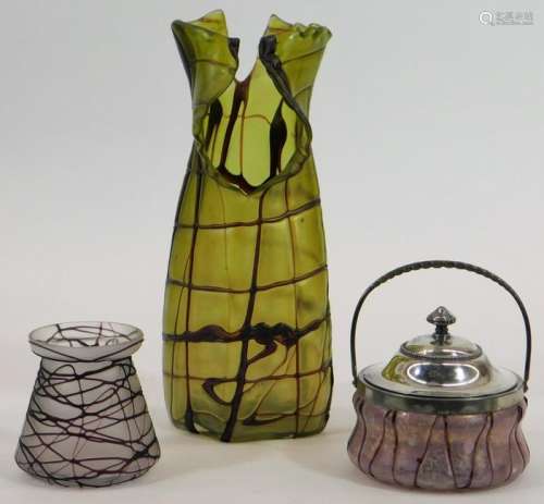 3PC Kralik Bohemian Czech Art Glass Vases