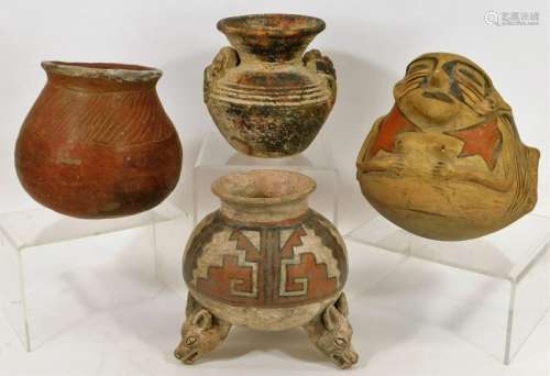 4PC Pre Columbian Style Figural Pots