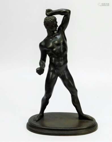 Neoclassical Nude Male Bronze Athelete Sculpture