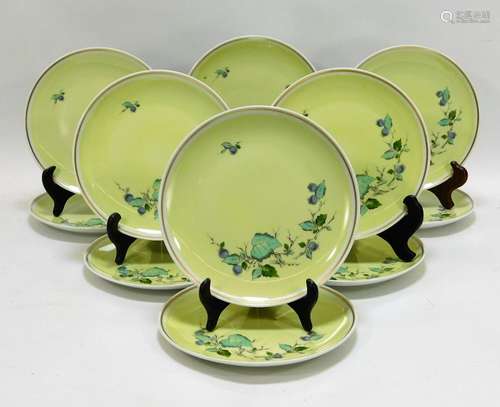 12 Meissen Blueberry Porcelain Dessert Plates