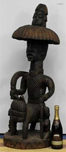 African Tribesman Donkey Scarification Sculpture