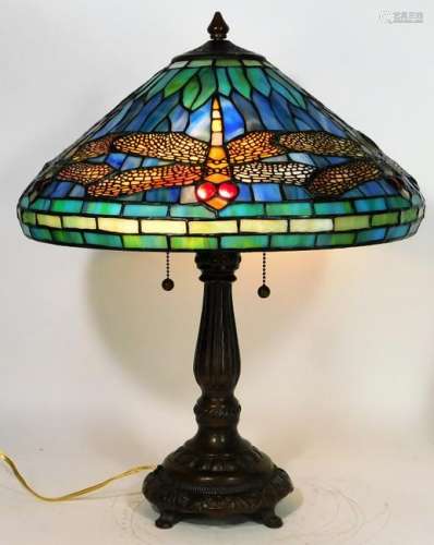 American Dragonfly Slag Glass Lamp