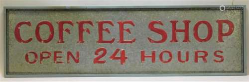 24 Hour Tin Embossed Coffee Shop Sign