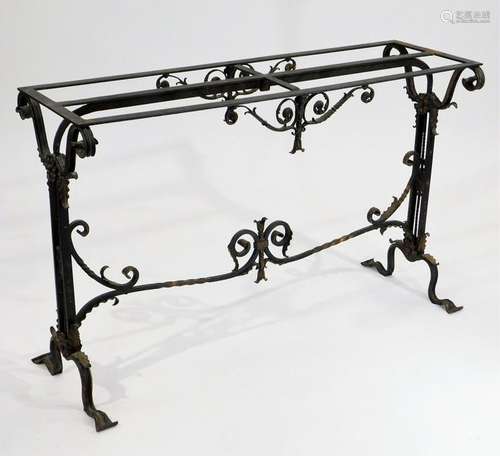 1930's Wrought Iron Console Table