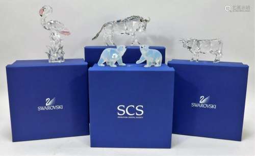 4PC Swarovski Assorted Animal Figurine Grouping