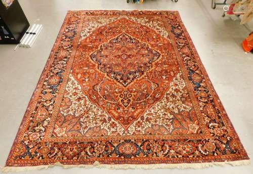 Mahal Blue and Red Floral Tendril Carpet Rug