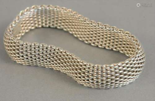 Tiffany sterling silver mesh bracelet with bag