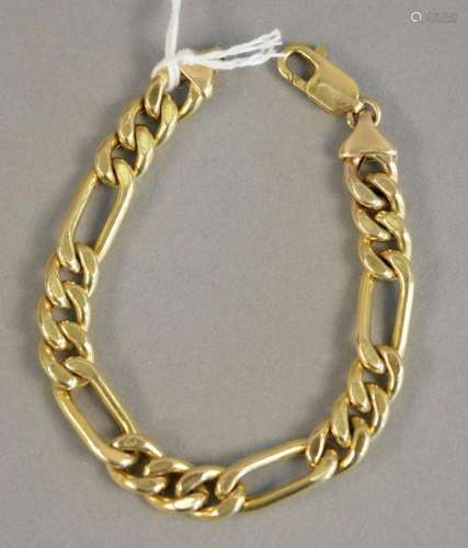 14K gold bracelet with large links, 7 1/4 in., 14.4