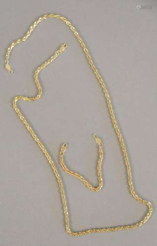 14K gold necklace, lg. 20 in.; and baby bracelet, 3 5/8