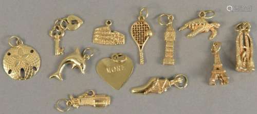 Lot of 14K gold charms, 20 grams.