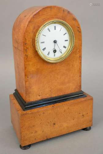 Burlwood Victorian mantle clock with brass works and