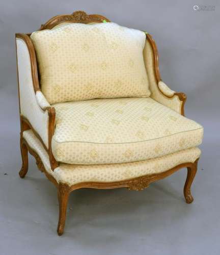 Louis XV style oversized upholstered bergere. wd. 35