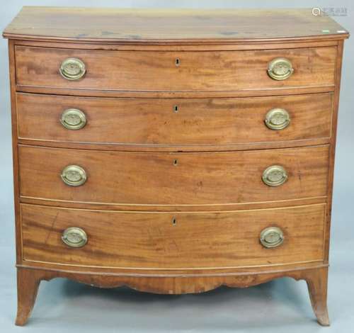 Federal mahogany bowfront chest on French feet, circa