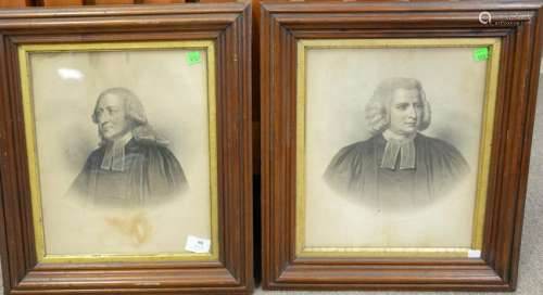 Pair of engraved framed portraits, John Wesley and