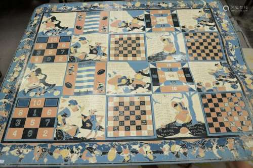 Vintage nursery rhyme game board linoleum floor mat. ap