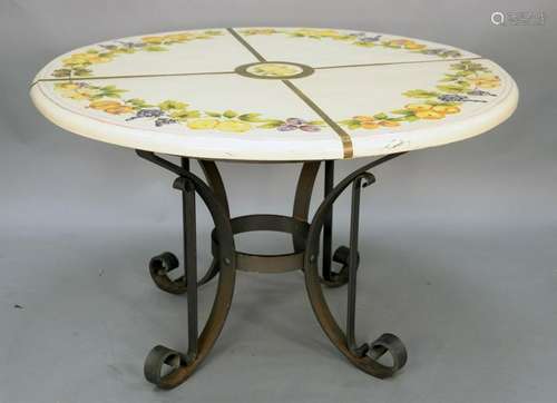 Coccozella signed porcelain top table with brass