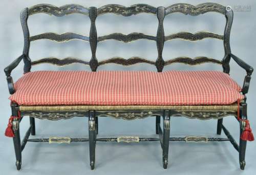 Louis XV style country bench with rush seat and custom