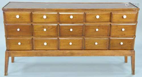 Fifteen drawer spice cabinet set on base. ht. 33 in.,