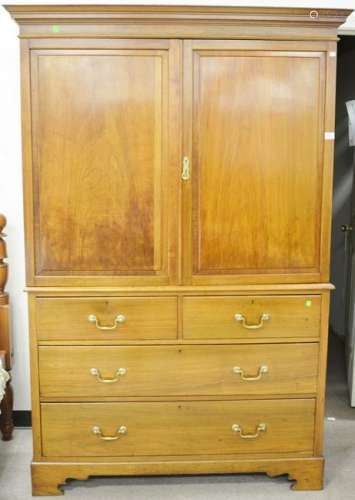 English mahogany armoire cabinet in two parts, two
