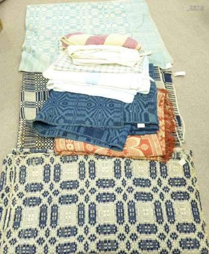 Group of eight quilts and coverlets, two American blue