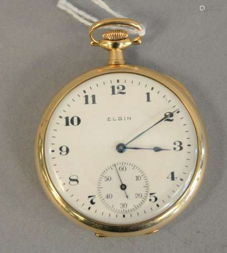 14K Elgin open face pocket watch, 43mm.