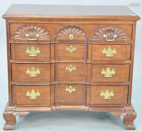 Thomasville mahogany block front chest. ht. 33 in., wd.