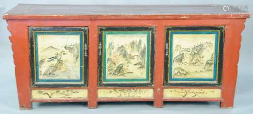 Chinese style sideboard with three drawers. ht. 36 in.,