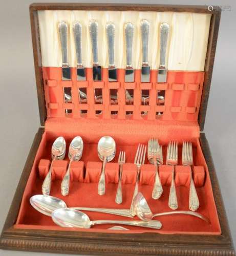Sterling silver flatware set, setting for eight. 49.3 t
