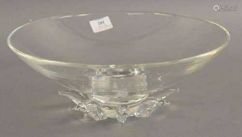 Large Steuben crystal peony bowl, signed Steuben, dia.
