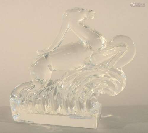 Steuben Early Carder Gazelle crystal figure, signed