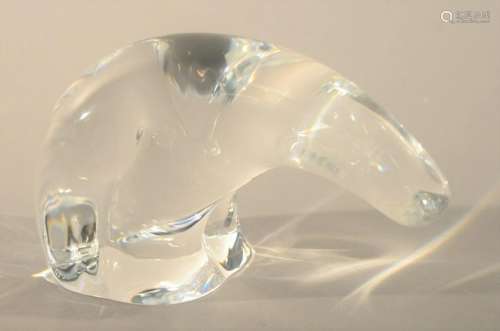 Steuben Polar Bear figural crystal sculpture, signed