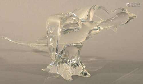 Large Steuben pheasant crystal figure signed Steuben.