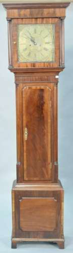Mahogany tall clock having brass works and brass dial