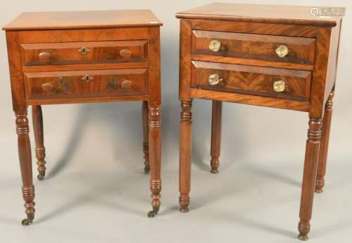 Two mahogany Sheraton two drawer stands, circa 1830.