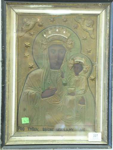 Two Icons to include carved wood with painted faces and