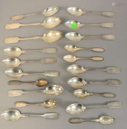 Coin silver spoons. 19.5 t oz.