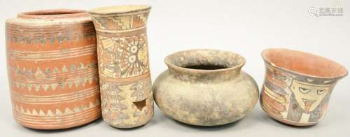 Four Indian pots to include Southwest Native American