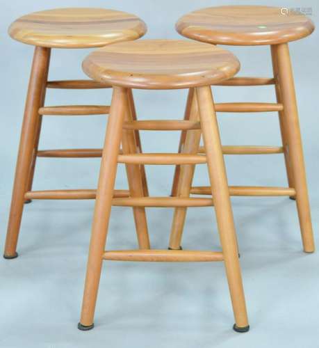 Set of three cherry counter height bar stools. ht. 24