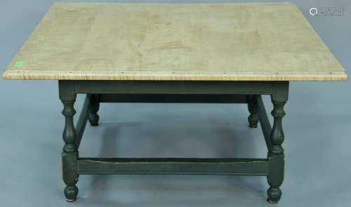 Tiger maple coffee table. ht. 18 1/2 in., top: 38