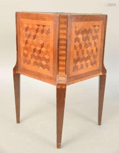 Louis XVI parquetry inlaid jardiniere on legs with