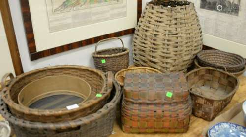 Group of baskets to include two coil Indian baskets,