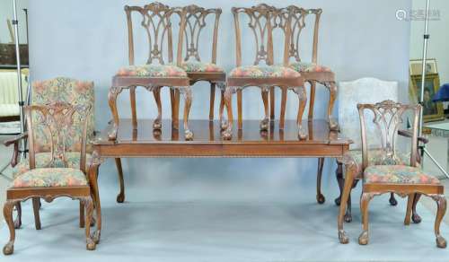 Mahogany nine piece dining set with eight Chippendale