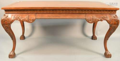 Chippendale style mahogany library table with drawer.